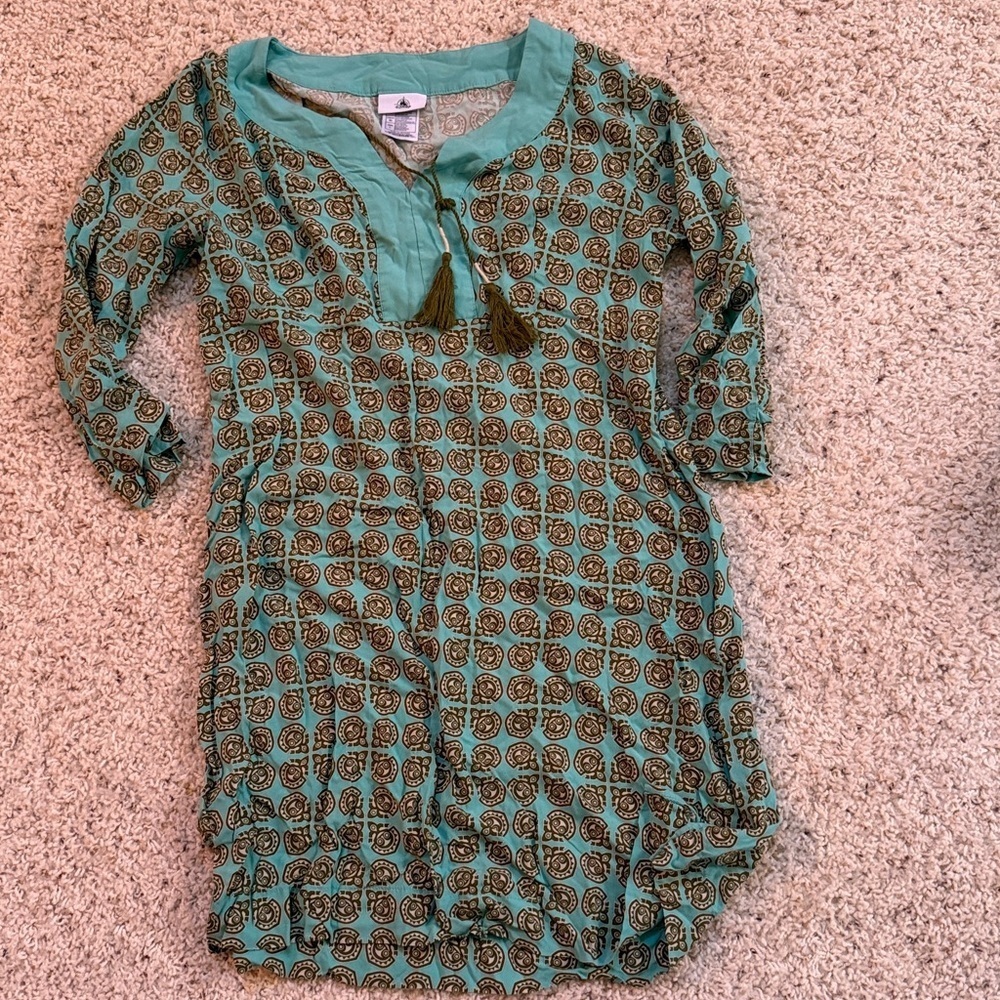 Disney Teal and Brown Boho Tunic Dress with Tassel Detail